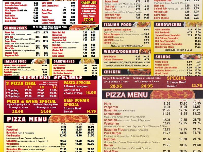 Ogilvie Pizza Menu
