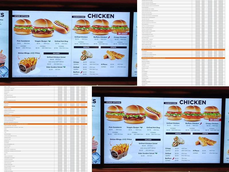 Harvey's Menu