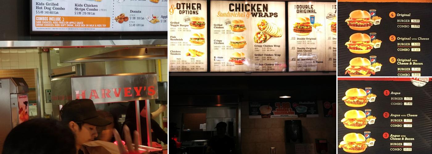 Harvey's Menu