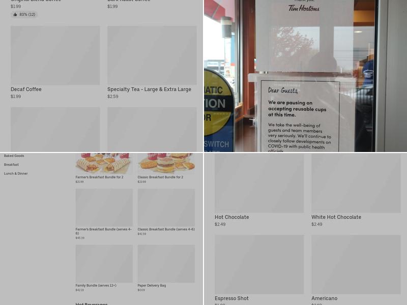 Tim Hortons Menu