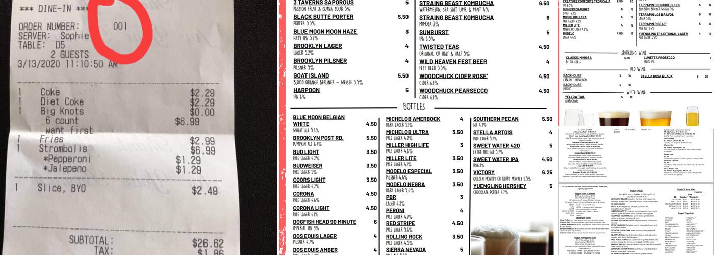 POPPIN Pizza and Fireworks Menu