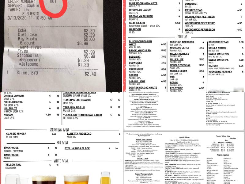 POPPIN Pizza and Fireworks Menu