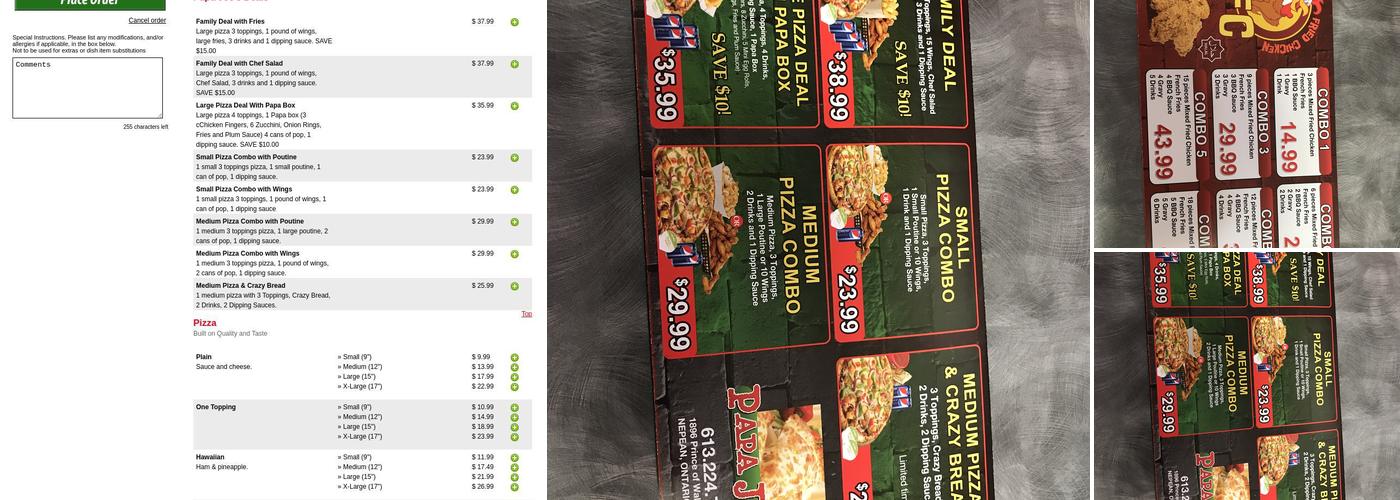 Papa Joe's - Prince of Wales Menu