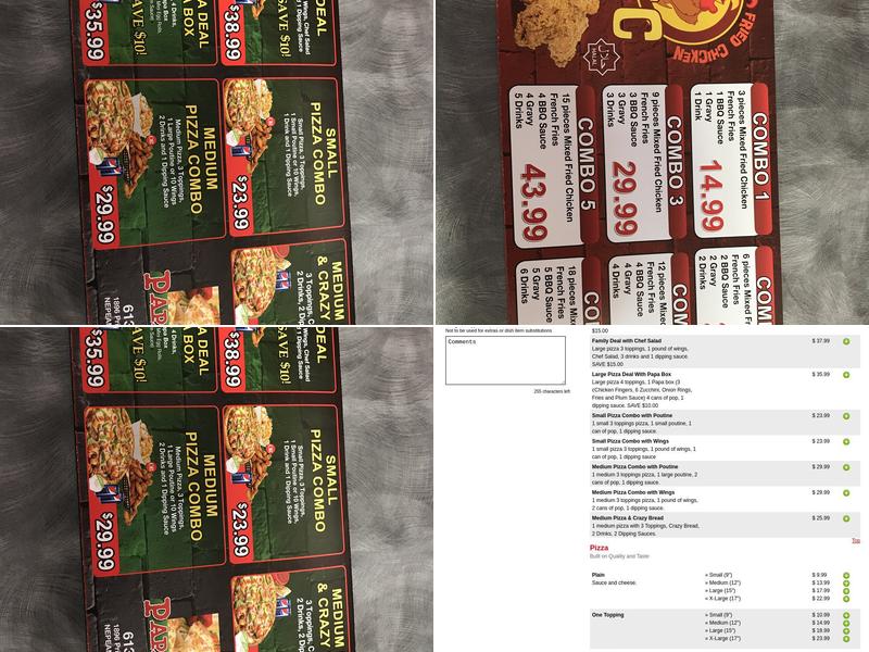 Papa Joe's - Prince of Wales Menu