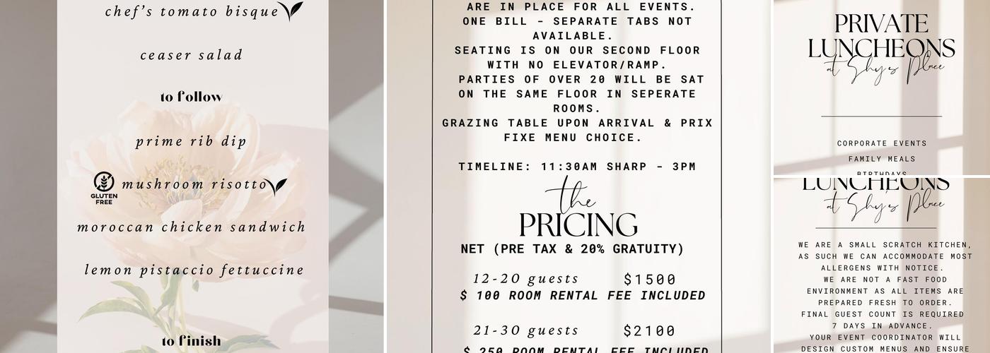 Shy's Place Restaurant Menu