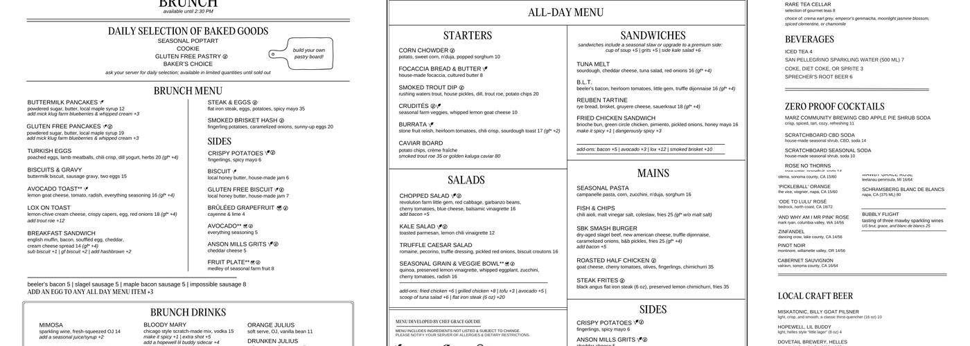 SCRATCHBOARD KITCHEN Menu