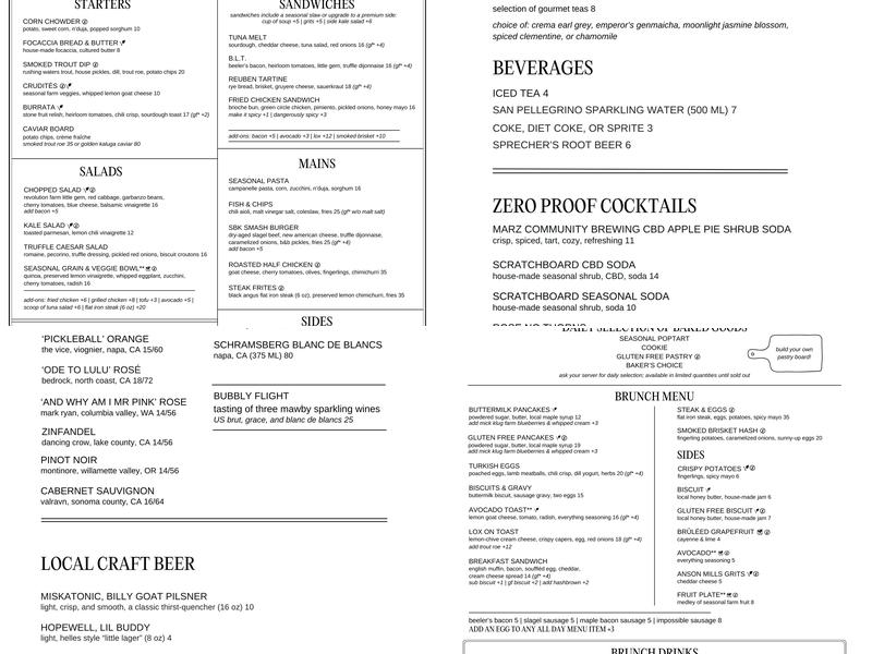 SCRATCHBOARD KITCHEN Menu