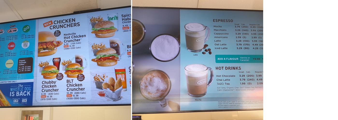 A&W Canada Menu