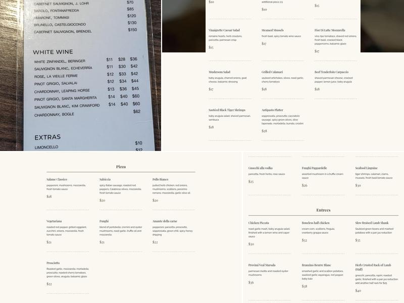 Ferrovia Ristorante Menu