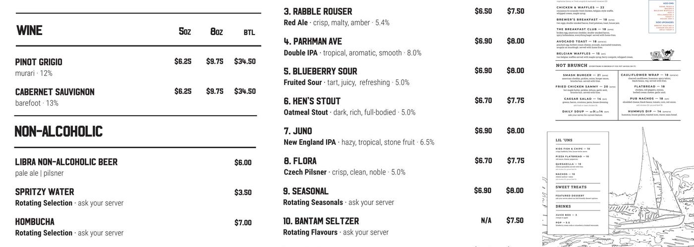 Copper Bottom Brewing Menu