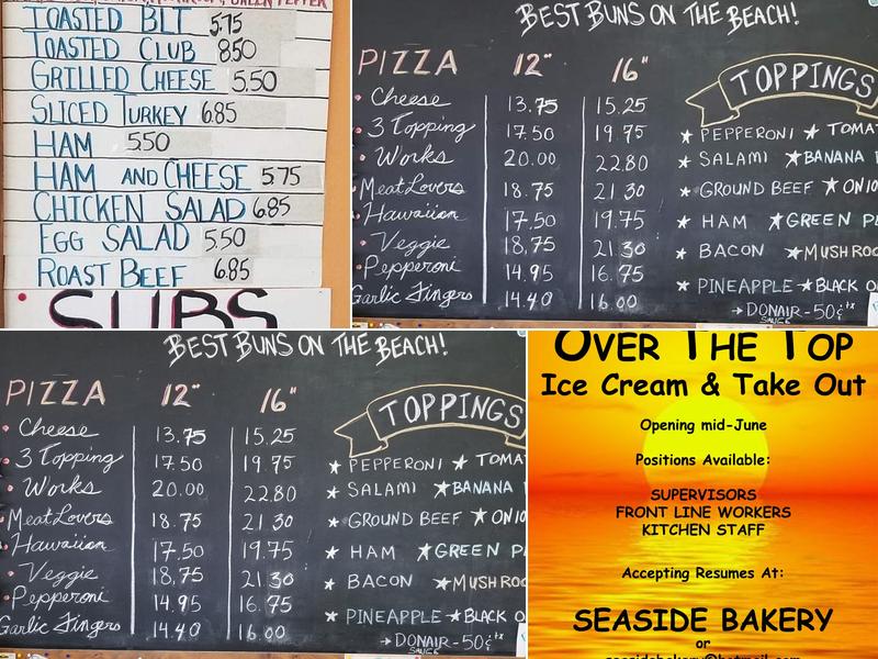 Seaside Bakery Menu
