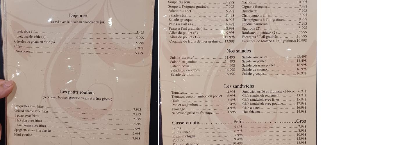 Resto Sortie 55 Menu