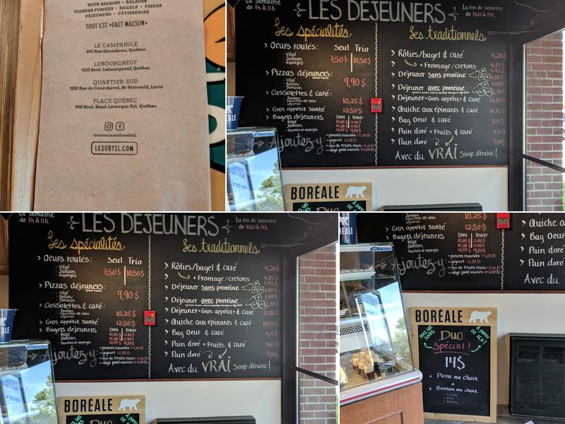 Restaurant Le Subtil Menu