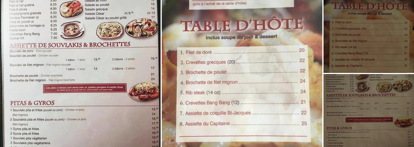 Chateau Acropole Inc Menu