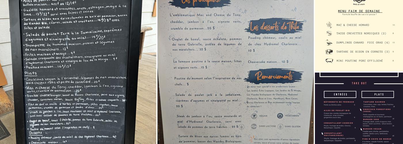 Tony Et Charlo Menu