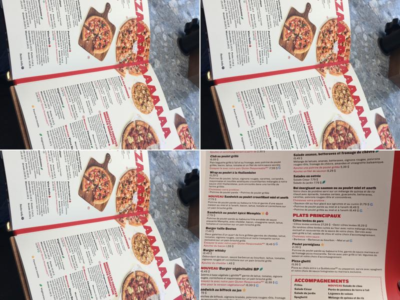 Boston Pizza Menu