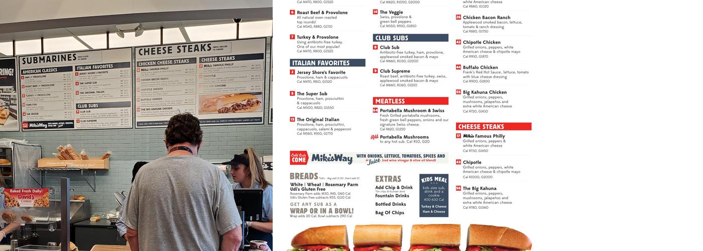 Jersey Mike's Subs Menu
