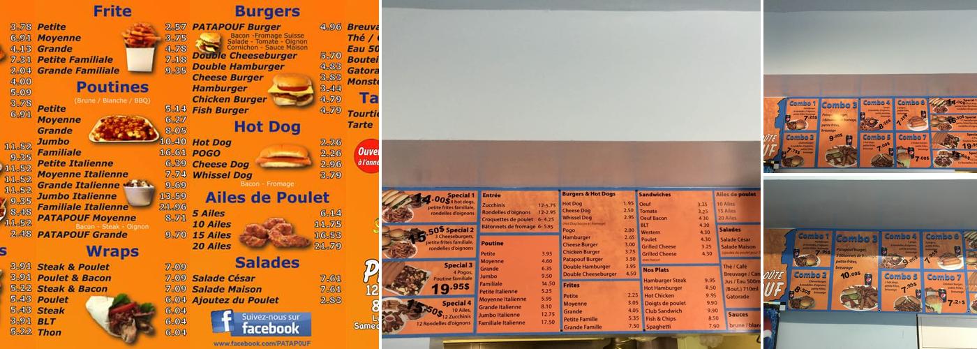 Patapouf Menu