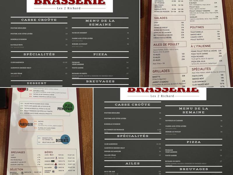 Brasserie Les 2 Richard Menu