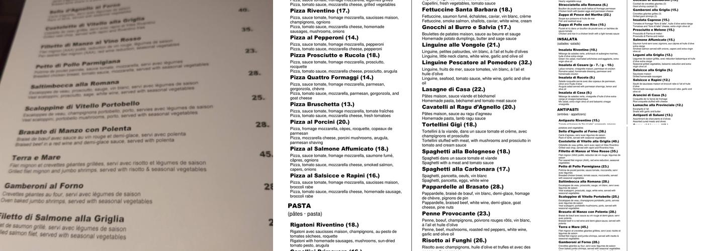 Riventino Menu