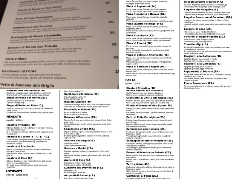 Riventino Menu