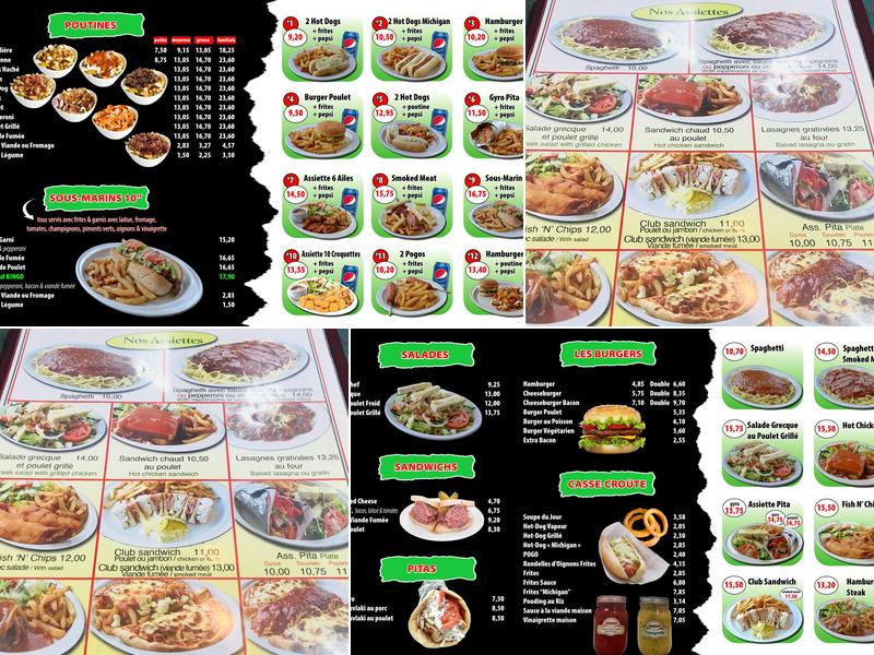 Restaurant Bingo Menu