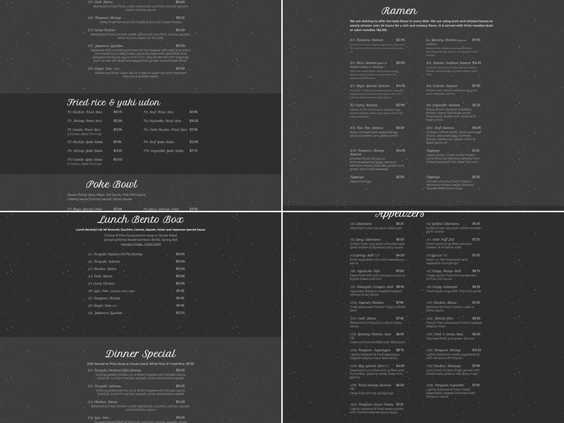 Miya Ramen Bistro Menu