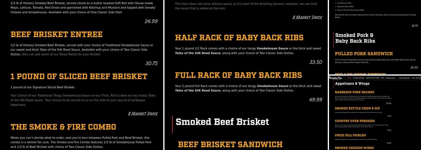 Memphis Fire Barbeque Company Menu