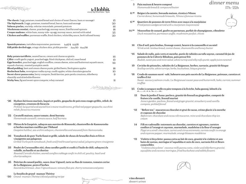 Le Hobbit Menu