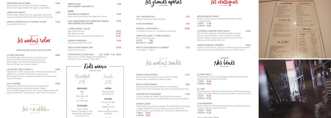 Paris Grill Menu