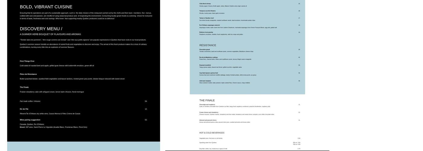 Restaurant Le Parlementaire Menu