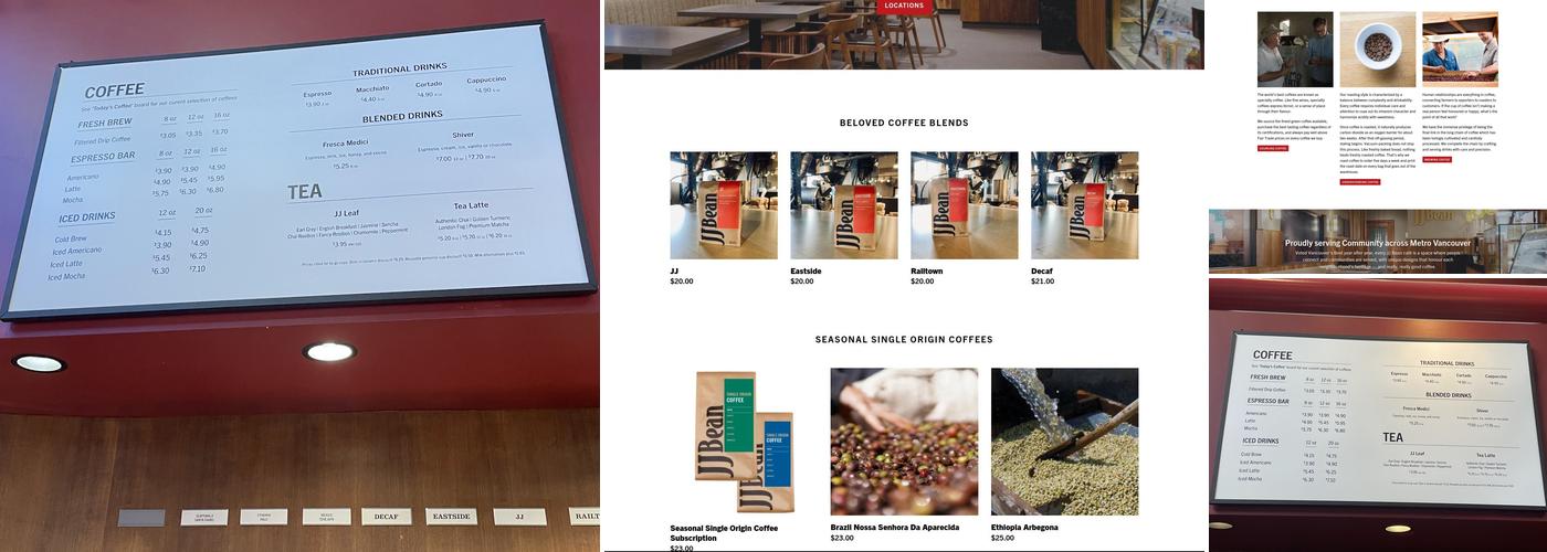 JJ Bean Coffee Roasters Menu