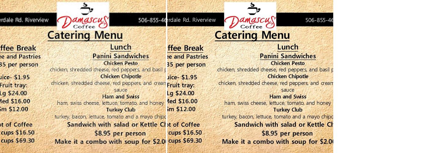 Damascus Coffee Menu