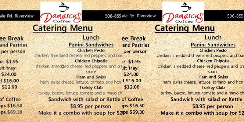 Damascus Coffee Menu