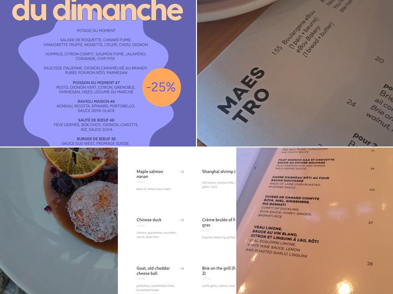 Restaurant Maestro Menu