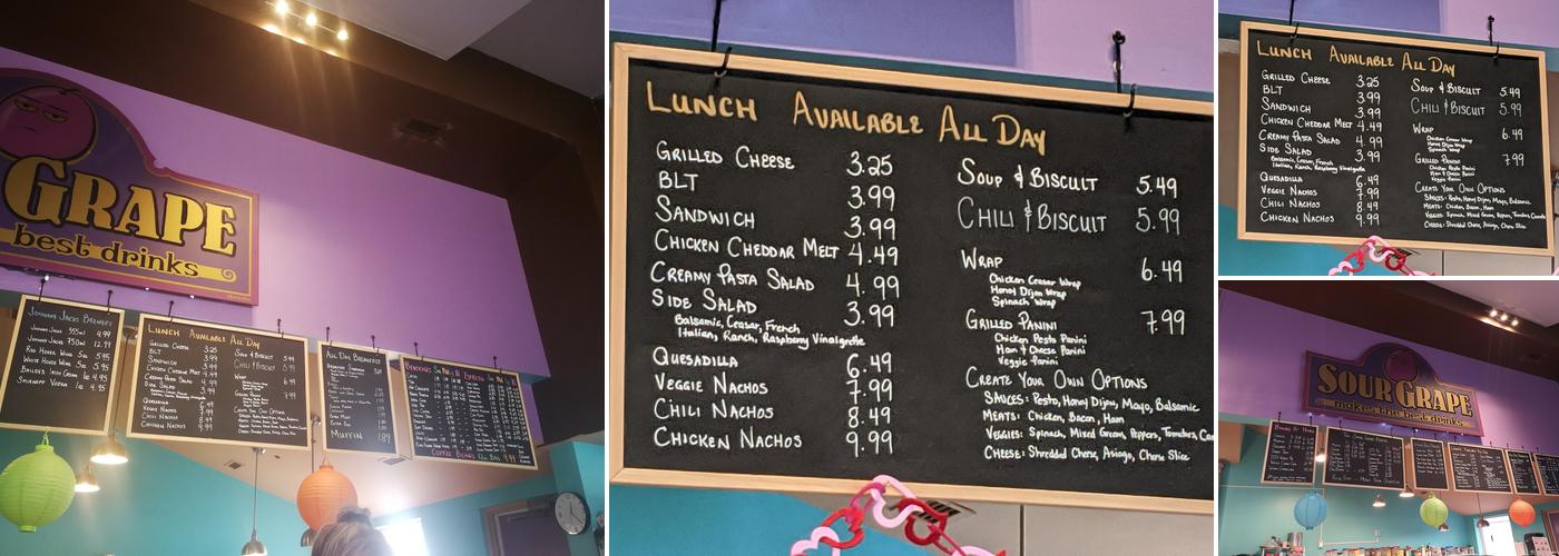 Sour Grape Menu
