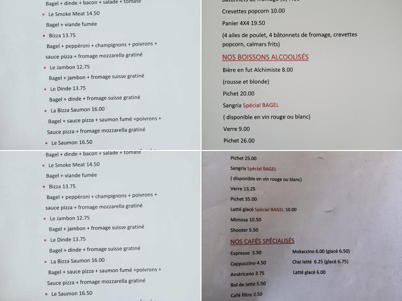 La Bagelerie Rawdon Menu