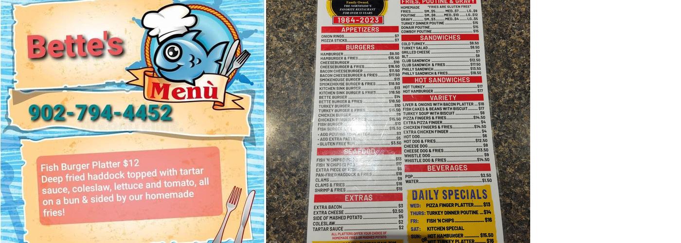 Betty MacDonald's Canteen Menu