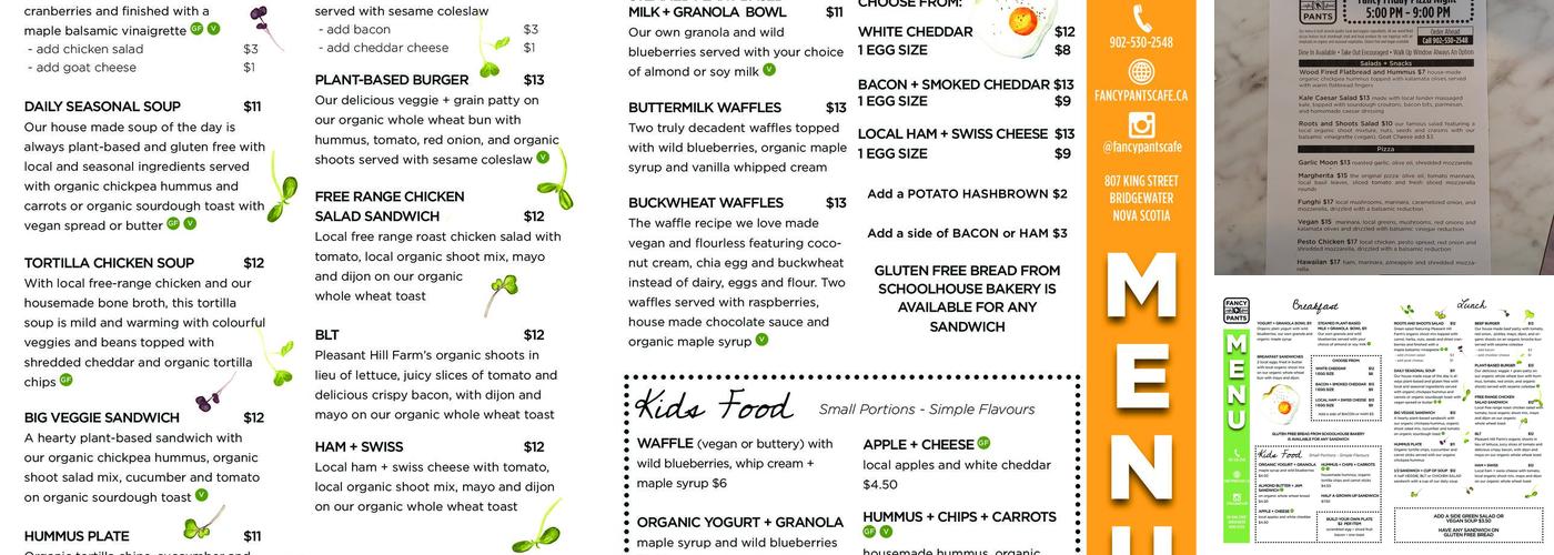 Fancy Pants Cafe Menu