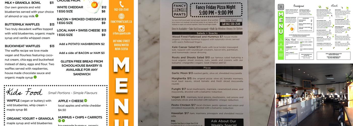 Fancy Pants Cafe Menu