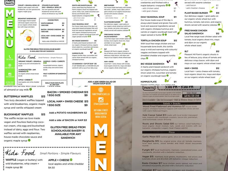Fancy Pants Cafe Menu