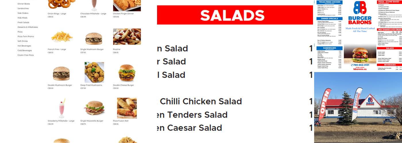 Burger Barons Menu