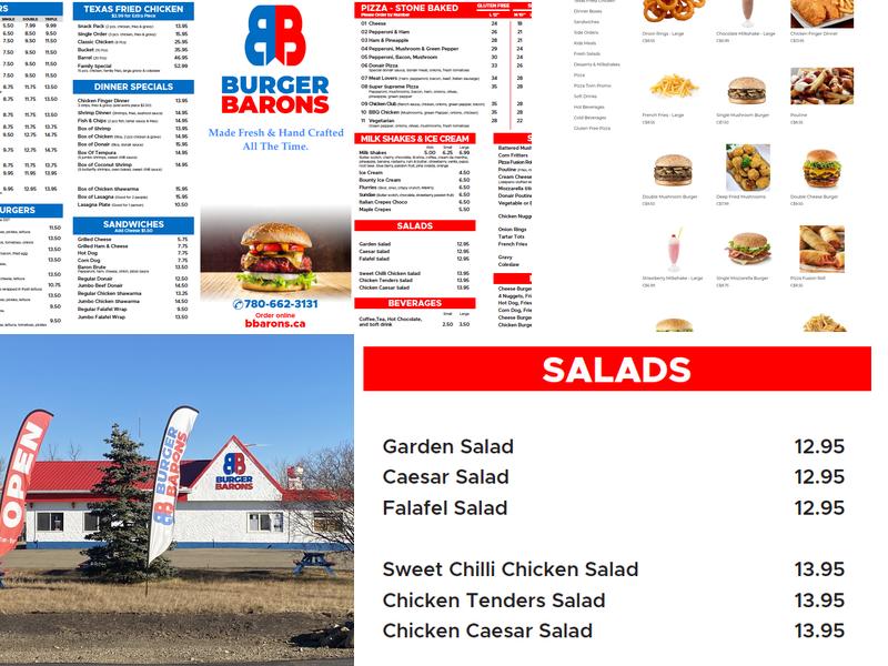 Burger Barons Menu