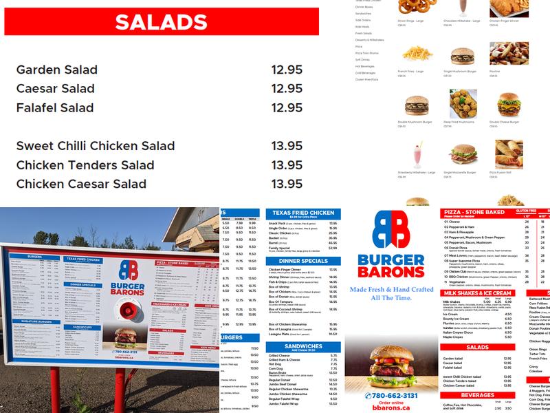 Burger Barons Menu