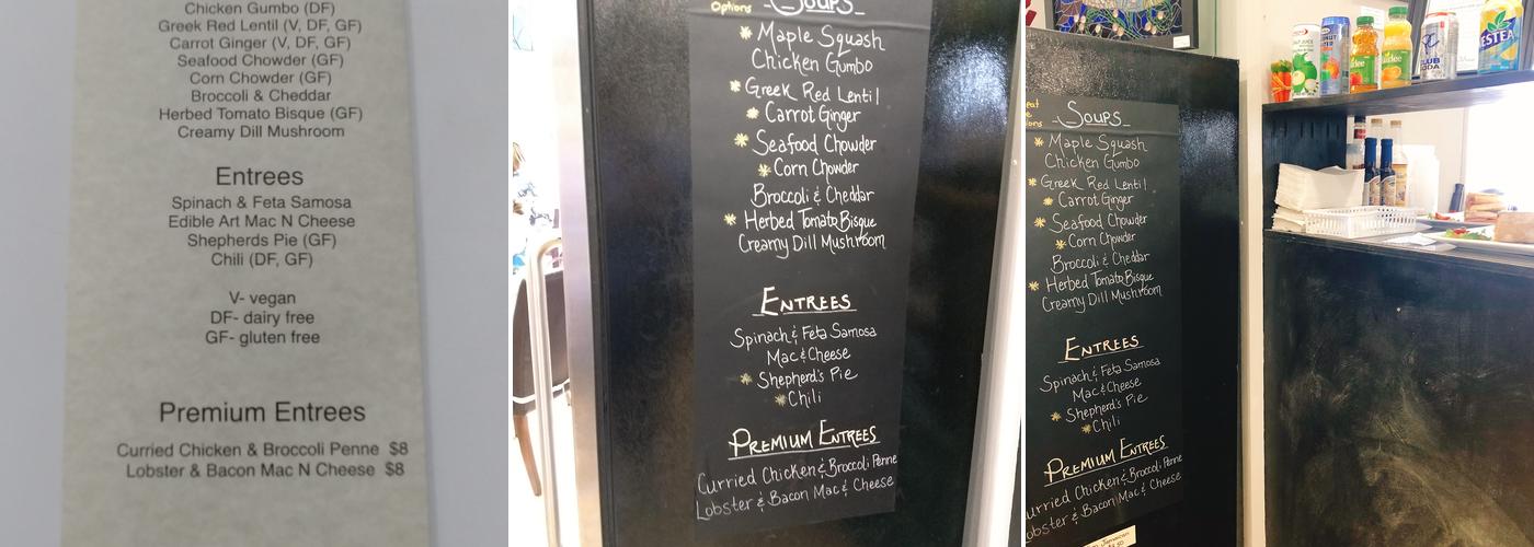 Edible Art Cafe Menu