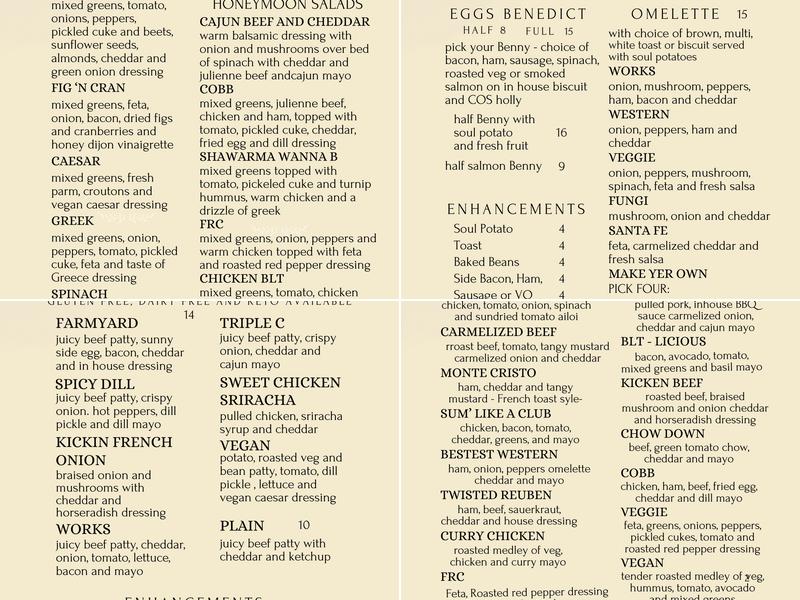 Cup of Soul Cafe Menu