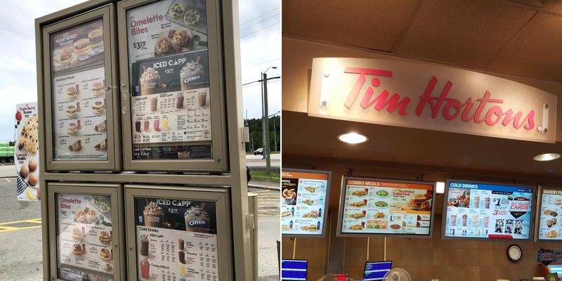 Tim Hortons Menu