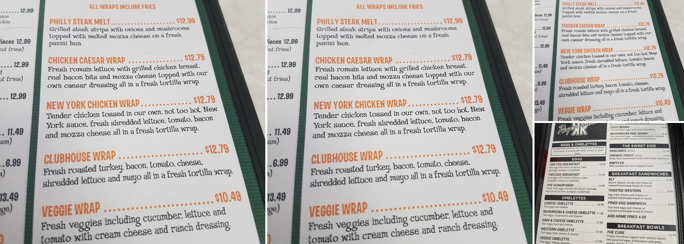 Roger Rabbit's Diner Menu