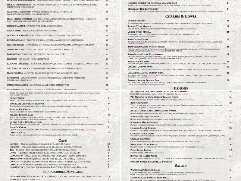 Marwan's Global Bistro Menu