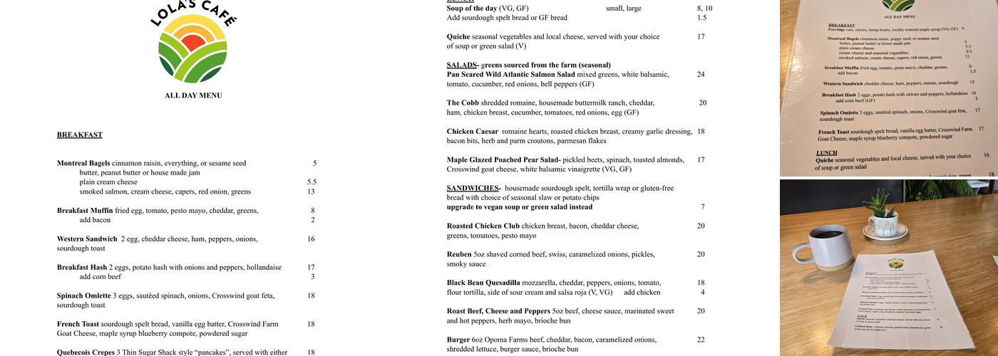 Lola's Cafe Menu